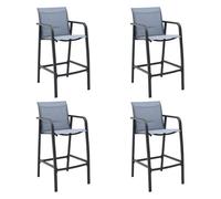 2x Garden Bar Chairs Textilene Outdoor Seating Furniture Black/Grey vidaXL