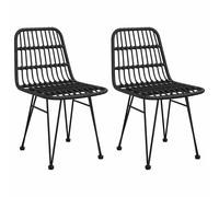 (brown) vidaXL 2x Garden Chairs PE Rattan Patio Dinner Outdoor Picnic Seat Black/Brown