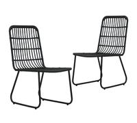 2x Garden Chairs Poly Rattan Outdoor Seating Dining Chair Oak/Black vidaXL