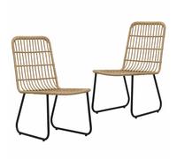 vidaXL 2x Garden Chairs Poly Rattan Black Outdoor Seating Dining Furniture