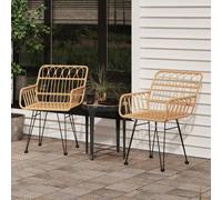 vidaXL Garden Chairs 2 pcs with Armrest 56x64x80 cm PE Rattan, Brown