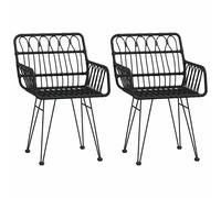 Vidaxl Garden Chairs 2 Pcs With Armrest Black 56X64X80 Cm Pe Rattan