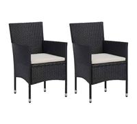2x Garden Dining Chairs Poly Rattan Black Outdoor Armchair Lounge Seat