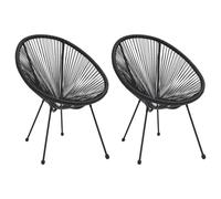 2x Garden Moon Chairs Rattan Black Outdoor Lounge Relaxing Rope Chair vidaXL