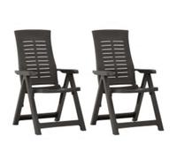 2x Garden Reclining Chairs Plastic Dining Outdoor Seating Multi Colours vidaXL