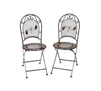 2x Garden seat per 9kg wrought iron chair folding chair antique style brown