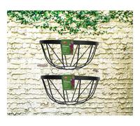 2x Garden Wall Trough Planters 16 Inch Wrought Iron Flower Basket