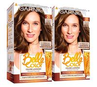 2x Garnier Belle Color Permanent Cream Hair Color Nourishing Illuminating Action Natural Result with Wheat Germ Oil Color 21 Natural Light Golden Brown - 2 Packs