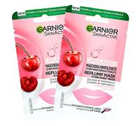 2x Garnier Skinactive Dry Lip Plumping Fabric Mask Cherry Flavour - 2 Packs with 1 Disposable Treatment