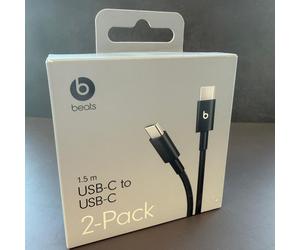 2x Genuine Beats USB-C to USB-C Charging Cable 1.5m Woven 60W - Black
