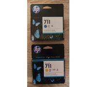 2x Genuine HP 711 Cyan + Yellow Ink Cartridges - FREE UK DELIVERY VAT inc.