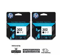 2x Genuine HP302 Black Ink Cartridge (F6U66AE) For Officejet 4655 All-in-One