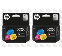 2x Genuine Original HP 308 Colour Ink Cartridges for HP Envy 6558e Printer