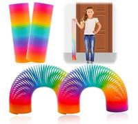2x Giant Rainbow Magic Spring Coils 15cm, Walking Bouncing Sensory Slinky Toy, Fidget Stress Relief, Party Favours, Kids Adults Birthday Christmas Classroom Gift 3+