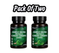 2X Ginkgo Biloba 7000mg & Korean Ginseng 600mg - 120Tablets Boosts Memory free