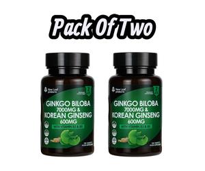 2X Ginkgo Biloba 7000mg & Korean Ginseng 600mg - 120Tablets Boosts Memory free
