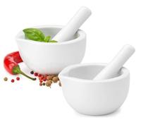 2x Glamza Mini Pestle and Mortar Set - Small and Compact 8cm Kitchen Tool for Grinding Spices and Herbs with Ease - Bundled by GetInStyle Shop
