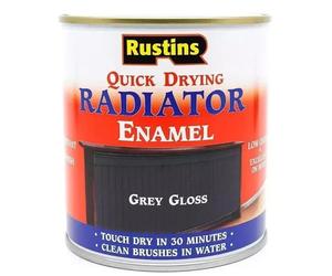 2X Gloss Grey Radiator Enamel Paint Rustins Quick Drying 500ml Fade Resistant