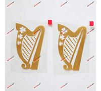 2X Gold 10.2cm Irish Celtic Harp Decal Sticker Ireland Shamrock Car Vinyl