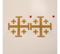 2X Gold 10.2cm Jerusalem Cross Crusaders' Cross Die-Cut Vinyl Sticker, Matte Finish, Car, Truck, Vehicles, Laptop, Phone, Window, Toolbox