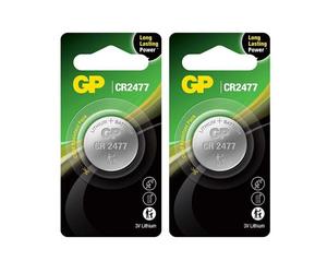 2x GP CR2477 3V Lithium Coin Cell Button Batteries Blister Pack