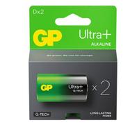 2x GP Ultr D LR20 Alkaline Batteries 1.5V Long Lasting Power Blister