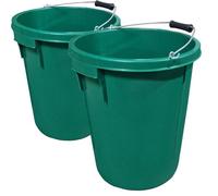 2x Green Plasterer Bucket Heavy Duty Plasterers Bucket for Mixing Building Plaster and Holding Water or Animal Feed - 25 Litre