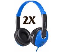 2X Groov-e Kidz On-Ear DJ Headphones Adjustable Headband Blue/Black - GV590BB