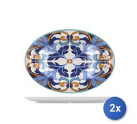 2x H&H Melamine Oval Plates, Decorated, 48x34x3 cm
