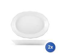 2X H&H Oval Fluted Plate In Porcelain 30.5 Cm