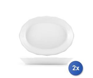 2X H&H Oval Fluted Plate In Porcelain 30.5 Cm