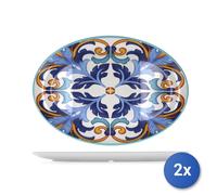 2x H&H Oval Melamine Serving Plates, Decorated, 53x37.5x3 cm