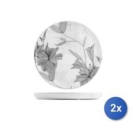 2x H&H Round Harmony Plates in Decorated Mango Wood 31 cm