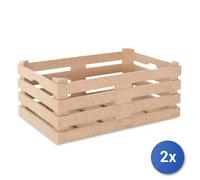 2x H&h Set 2 Baskets Simplybox 22x14x9 Cm Sand Wardrobe Beige