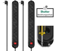 2x Hama 10-Way Multi Plug Adapter Strip With Switch, 1.5 m, Black