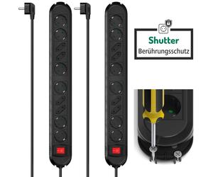 2x Hama 10-Way Multi Plug Adapter Strip With Switch, 1.5 m, Black