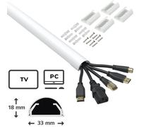 2X Hama ALU Cable Channel 2.2M Cable Strip Socket Wall Floor Surface TV PC Cable