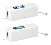 2x Hama Cable Box Cable Manager Organizer Charging Box TV PC, White
