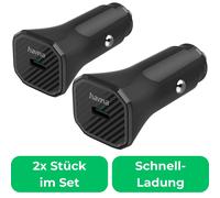 2x Hama Car Charger USB-C 25W PD 12V/24V Cigarette Lighter Adapter