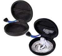 2x Hama In-Ear Headset Case Hardcase Protection Carry Bag Black EVA 122054