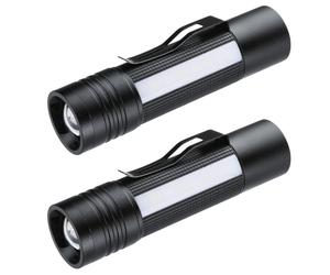 2x Hama LED Torch Aluminum Magnet Warning Light 180 Lumen Black AAA