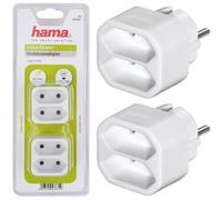 2x Hama Multi-Plug 2-Way Multiple Socket Combo Adapter Outlet T-Splitter