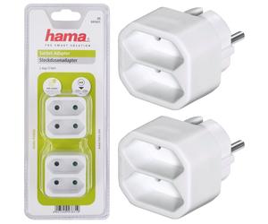 2x Hama Multi-Plug 2-Way Multiple Socket Combo Adapter Outlet T-Splitter