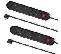 2X Hama Power Strip 6-Fold With Switch Holder Socket