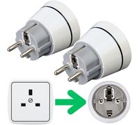 2x Hama Travel Power Adapter UK England Dubai Plug Type G to Type F