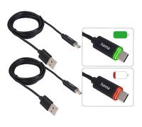 2x Hama Usb-A To Usb-C Cable LED Data Charging Mobile Phone Smartphone Tablet