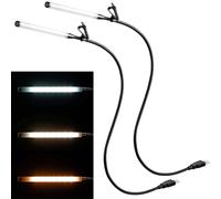 2x Hama USB LED Gooseneck Clip Light Streaming To Go, Black, 7 LEDs