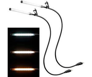 2x Hama USB LED Gooseneck Clip Light Streaming To Go, Black, 7 LEDs