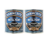 2X Hammerite Hammered Black Paint 750ml Direct to Rust Metal Paints