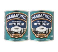 2X Hammerite Satin White Paint 750ml Direct to Rust Metal Paints